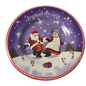 Jingle All the Way Dancing Mr. &Mrs. Santa   Claus Candy Cane Plate